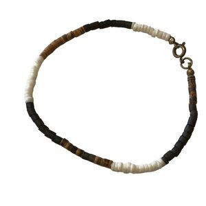 Surfer Style Puka Shell Beach Boho Bracelet Anklet 9.5" White Black Tan‎ Rustic